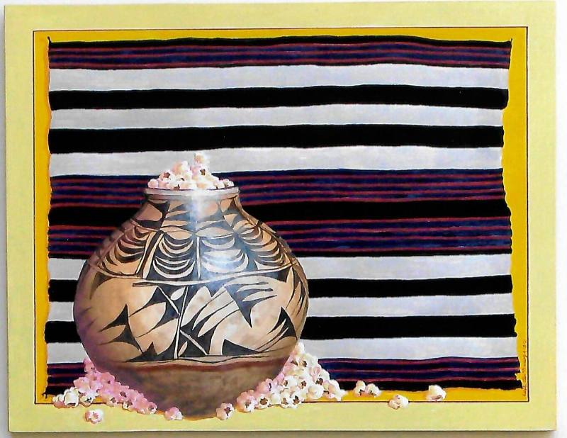 Navajo Chief’s Blanket (with Powhagesan Ildefonsa Storage Jar)