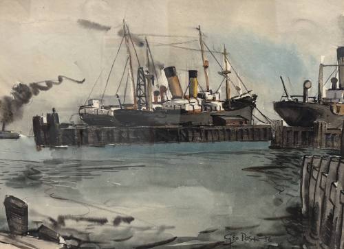 San Francisco Waterfront, Ships Tied at Wharf
