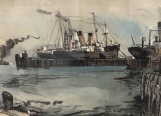 San Francisco Waterfront, Ships Tied at Wharf