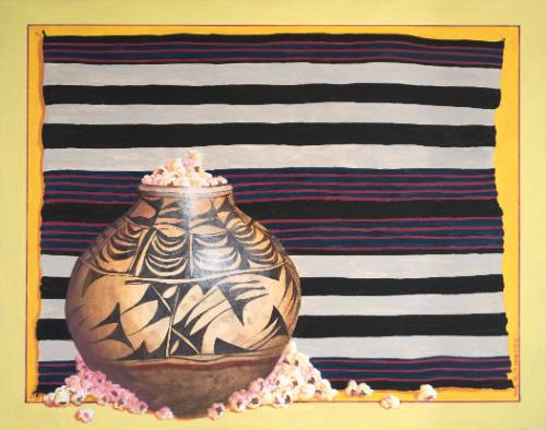 Navajo Chief’s Blanket (with Powhagesan Ildefonsa Storage Jar)